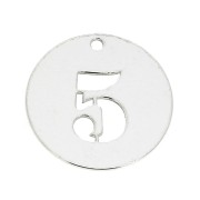 Dije redondo Cifra 5 - 12 mm de Plata Ley 925 espesor 0,4 mm 