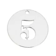 Dije redondo Cifra 5 - 12 mm de Plata Ley 925 espesor 0,4 mm