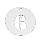 Dije redondo Cifra 6 - 12 mm de Plata Ley 925 espesor 0,4 mm x1