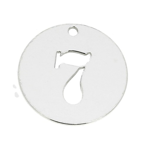 Dije redondo Cifra 7 - 12 mm de Plata Ley 925 espesor 0,4 mm
