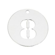 Dije redondo Cifra 8 - 12 mm de Plata Ley 925 espesor 0,4 mm 