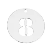 Dije redondo Cifra 8 - 12 mm de Plata Ley 925 espesor 0,4 mm