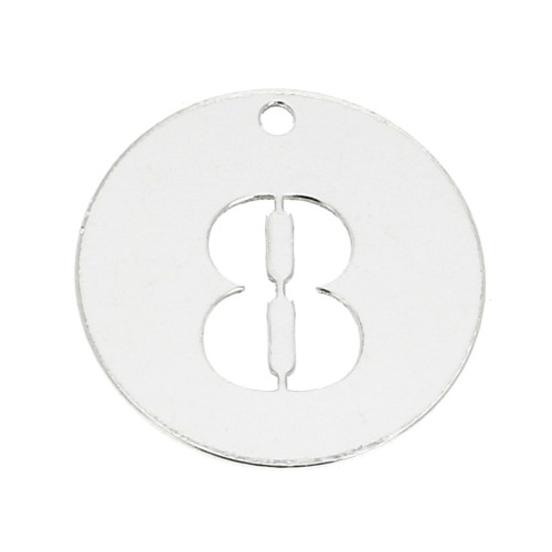 Dije redondo Cifra 8 - 12 mm de Plata Ley 925 espesor 0,4 mm