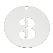 Dije redondo Cifra 3 - 20 mm de Plata Ley 925 espesor 0,4 mm x1