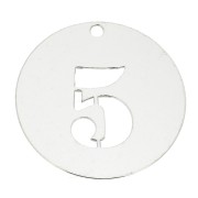 Dije redondo Cifra 5 - 20 mm de Plata Ley 925 espesor 0,4 mm x 1