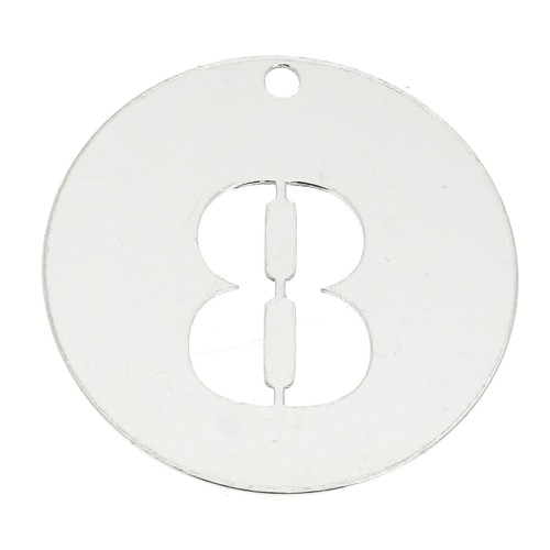 Dije redondo Cifra 8 - 20 mm de Plata Ley 925 espesor 0,4 mm X 1