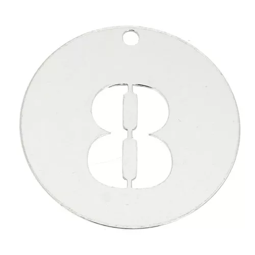 Dije redondo Cifra 8 - 20 mm de Plata Ley 925 espesor 0,4 mm X 1