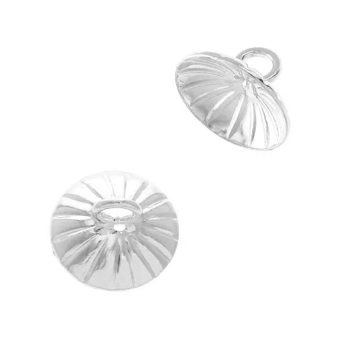 Casquilla estriada - enganche para colgante  anilla soldado 10mm Plateado x1