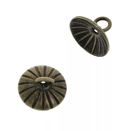 Casquilla estriada  - enganche para colgante  anilla soldado 10mm Bronze x1