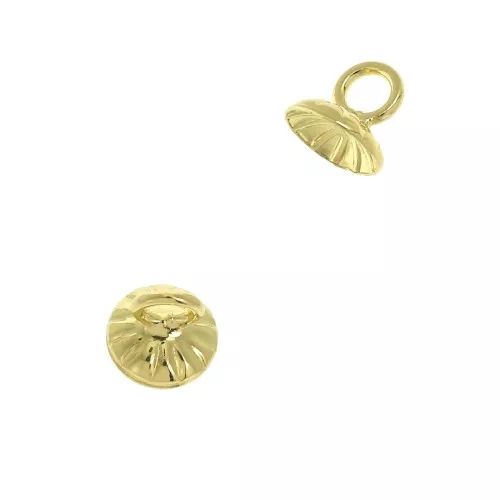 Casquilla estriada - enganche para colgante-con anilla soldado 6 mm Dorado con oro finox1