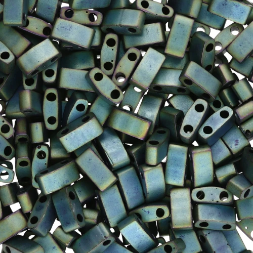 Miyuki Half Tila Beads 5x2.3x1.9mm HTL-2064 - Mat Metallic Blue Green Iris x10g