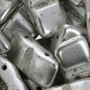 Cuentas de vidrio checas  Carrier Bead Groove 2 agujeros 9 x 17 mm Plateado x 10|raw }}