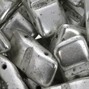 Cuentas de vidrio checas Carrier Bead Groove 2 agujeros 9 x 17 mm Plateado x 10