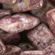 Cuentas vidrio checas Carrier Bead Groove 2 agujeros 9x17 mm Opaque Luster Rosa x