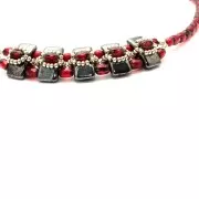 Cuentas vidrio checas Carrier Bead Groove 2 agujeros 9x17 mm Opaque Luster Rosa x