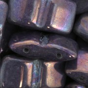 Cuentas vidrio checas Carrier Bead Groove 2 agujeros 9x17 mm Op White Luster Iris|raw }}