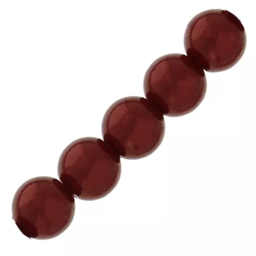 Perla redonda nacarada ligeras de resina 6 mm Rojo Oscuro x15