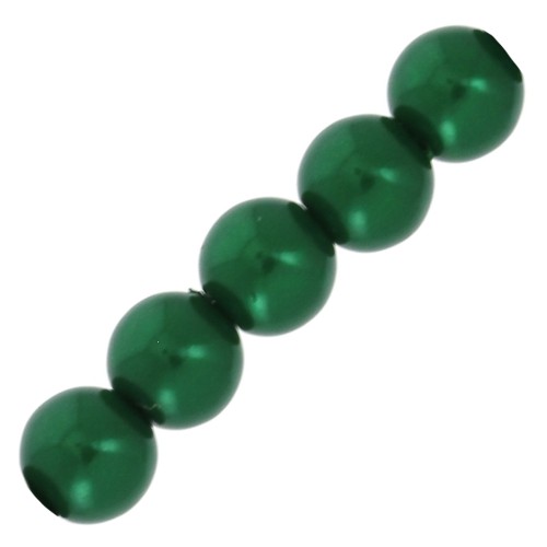Cuentas redondas nacaradas ligeras de resina 6 mm Dark Green x15