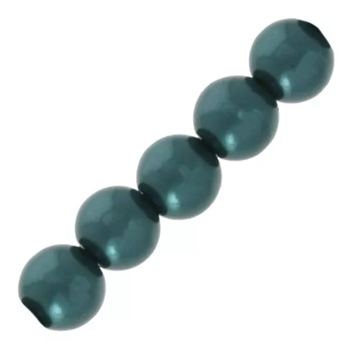 Cuentas redondas nacaradas ligeras de resina 6 mm Gris Azul x15