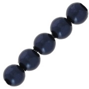 Cuentas redondas nacaradas ligeras de resina 6 mm Azul Noche x15