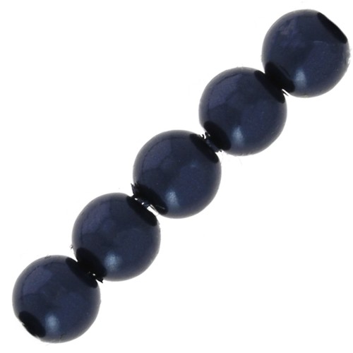 Cuentas redondas nacaradas ligeras de resina 6 mm Azul Noche x15