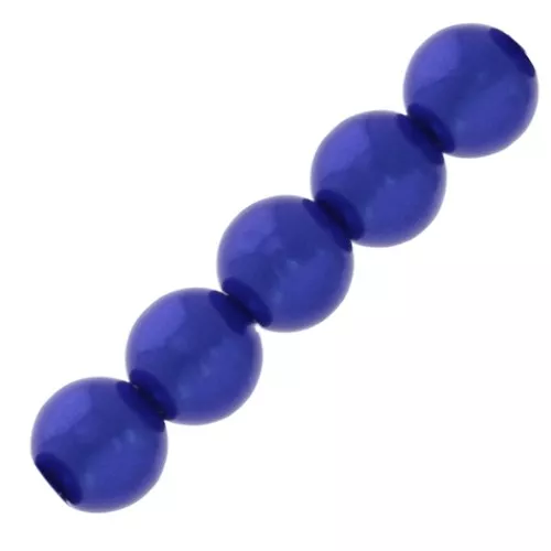 Cuentas redondas nacaradas ligeras de resina 6 mm Azul roi x15