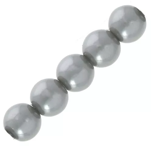 Cuentas redondas nacaradas ligeras en résine 10 mm Gris x5