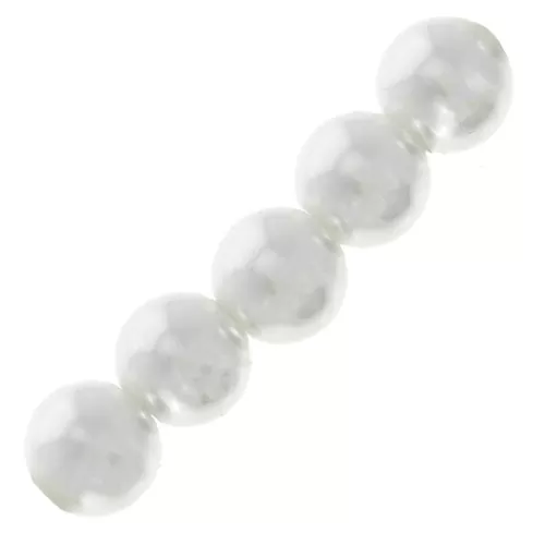 Cuentas redondas nacaradas ligeras en résine 8 mm White x10