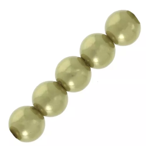 Cuentas redondas nacaradas ligeras en résine 8 mm Light Gold x10