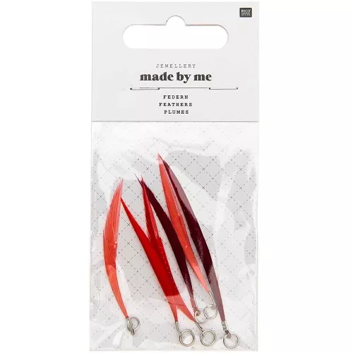 Surtido de 6 plumas Made by me 5 cm para Bisuteria Joyería De Fantasía - Rojo