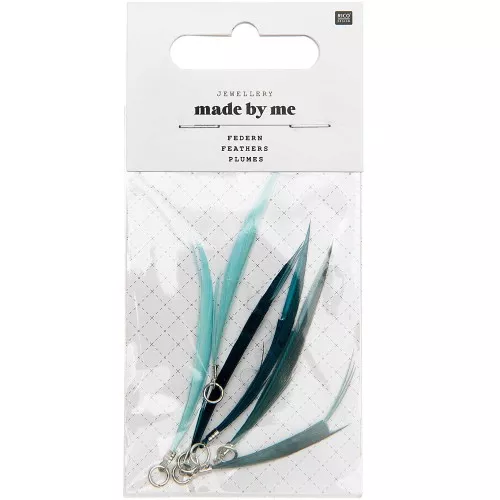 Surtido de 6 plumas Made by me 5 cm para Bisuteria Joyería De Fantasía - Turquesa