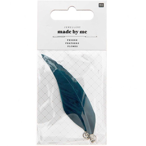 Surtido de 2 plumas Made by me 7 cm para hacer joyas - Azul Canard