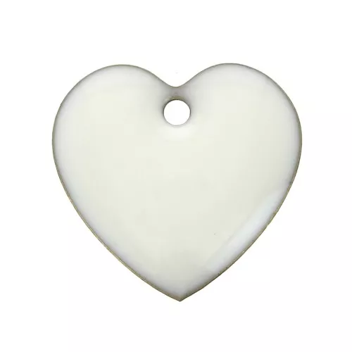 Dijes corazones de metal y resina epoxi 15 mm Blanco hueso x4