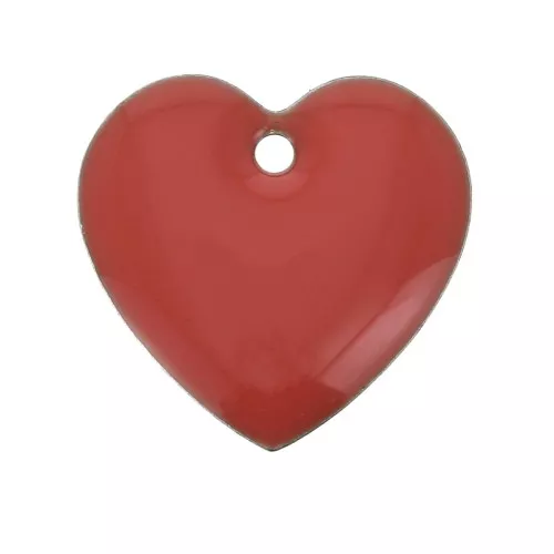 Dijes corazones de metal y resina epoxi 15 mm Rosa Coral x4
