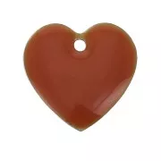 Dijes corazones de metal y resina epoxi 15 mm Terracotta  x4