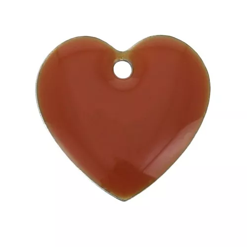 Dijes corazones de metal y resina epoxi 15 mm Terracotta x4