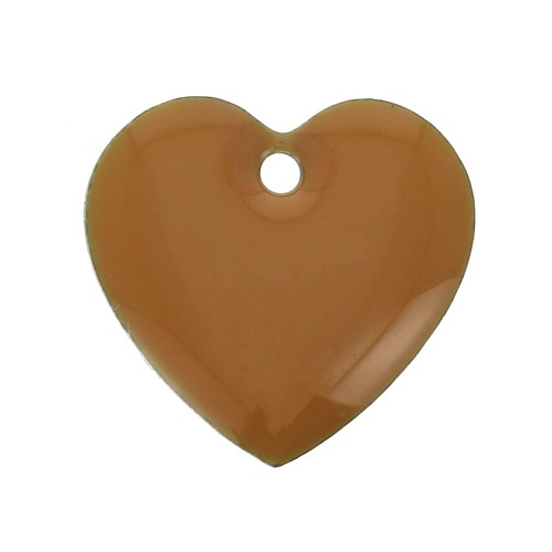 Dijes corazones de metal y resina epoxi 15 mm Mostaza x4