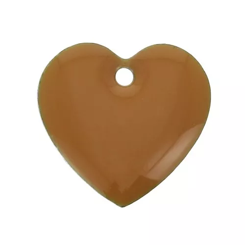 Dijes corazones de metal y resina epoxi 15 mm Mostaza x4