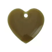 Dijes corazones de metal y resina epoxi 15 mm Olive x4