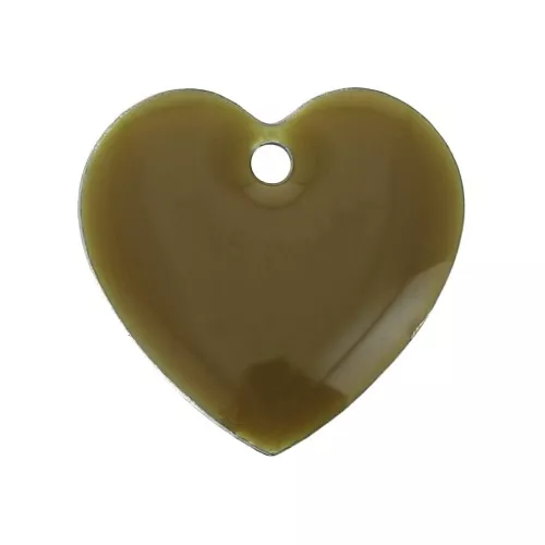 Dijes corazones de metal y resina epoxi 15 mm Olive x4