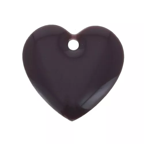 Dijes corazones de metal y resina epoxi 15 mm Morado x4