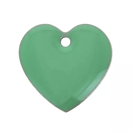 Dijes corazones de metal y resina epoxi 15 mm Mint x4