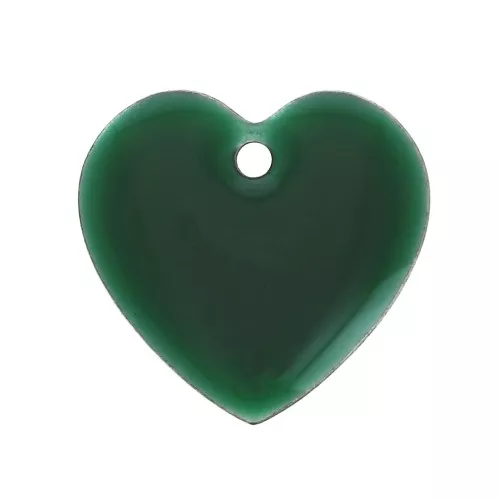 Dijes corazones de metal y resina epoxi 15 mm Verde Sapin x4