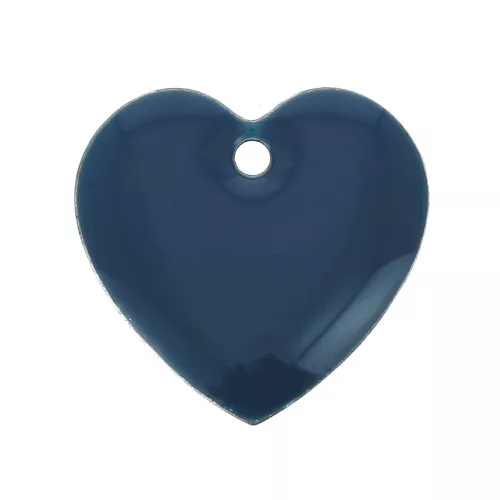 Dijes corazones de metal y resina epoxi 15 mm Petrol x4