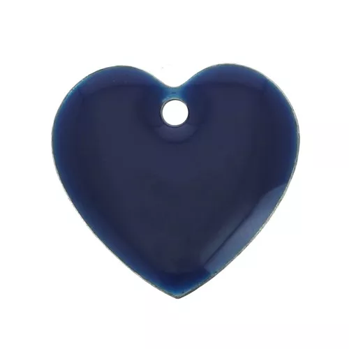 Dijes corazones de metal y resina epoxi 15 mm Azul Noche x4