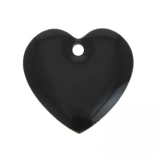Dijes corazones de metal y resina epoxi 15 mm Negro x4