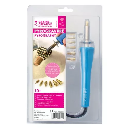 Pirograbador 230 V Graine Creative para decorar la madera, el cuero + 7puntos