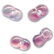 Cuentas de vidrio Farfalles Peanut Beads 6.5x3.2 mm - Gris Cristal - Rosa x20g