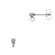 Pendientes con trasera bola 3 mm Acero inox x2