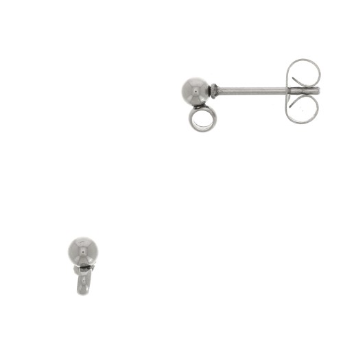 Pendientes con trasera bola 3 mm Acero inox x2